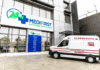 Medifirst building and ambulance