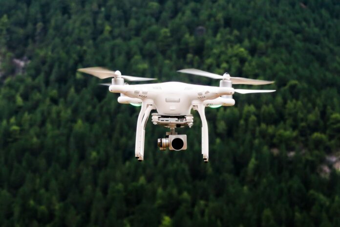 drone above forest