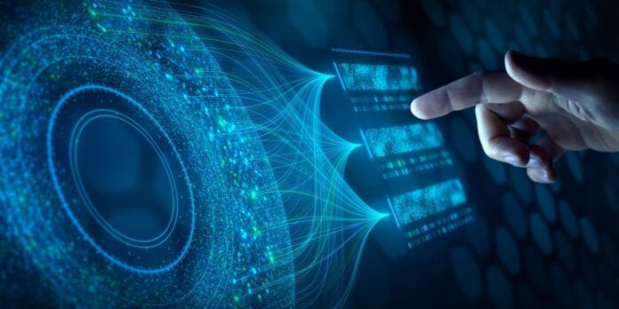 ai computing cybersecurity hand on screen