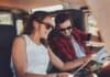 Couple traveling by car