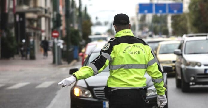 greek policeman stopping car