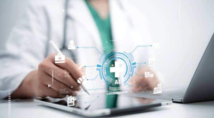Healthcare,Professional,Uses,A,Stylus,To,Interact,With,A,Tablet Digital health with AI concept, source: Shutterstock