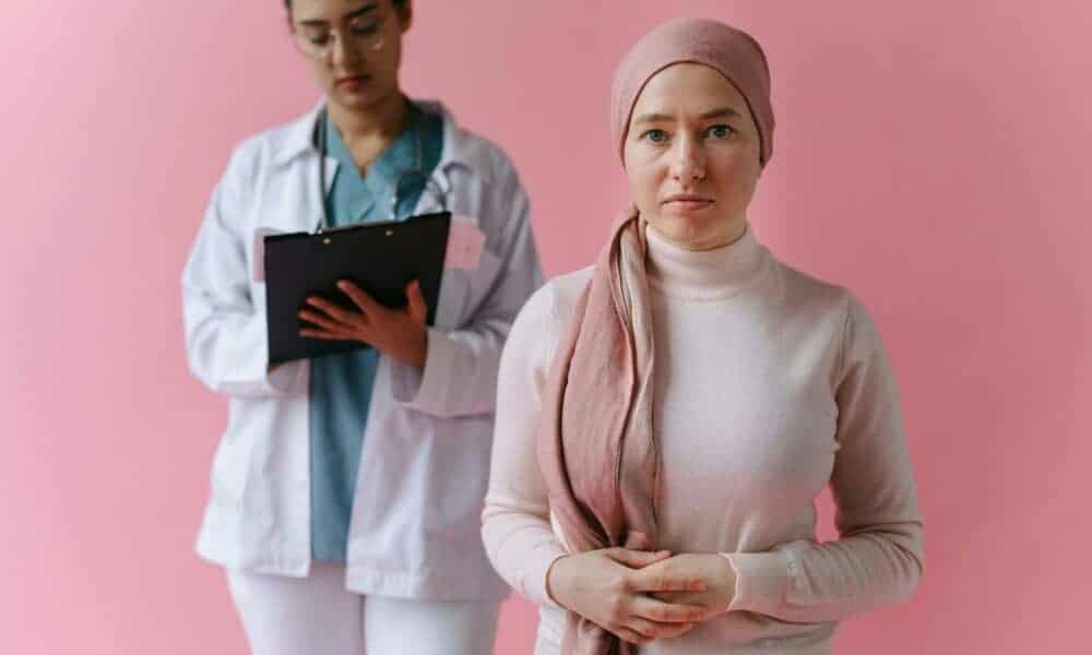 Cancer patient and doctor