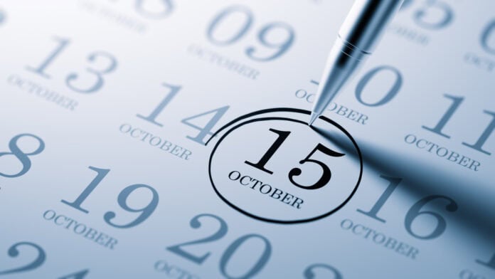 October 15th, source: Shutterstock