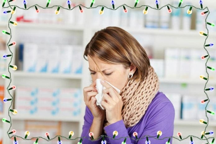 Γρίπη τα Χριστούγεννα, φωτογραφία ασθενούς με κορνίζα από λαμπιόνια