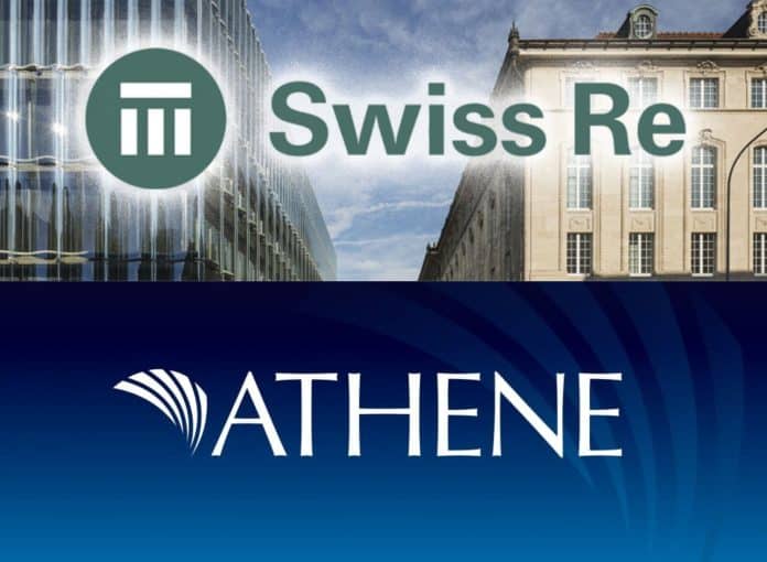 Swiss Re and Athene logos with background