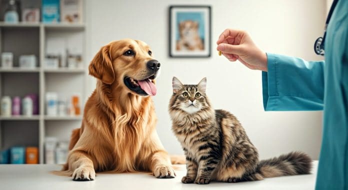 Ασφάλιση κατοικιδίων, σκύλος και γάτα στον κτηνίατρο, πηγή: Shutterstock AI