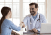Doctor shakes hands with patient