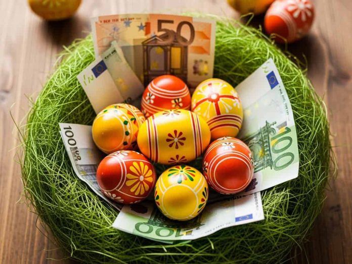 Easter eggs and euro banknotes, source: Shutterstock