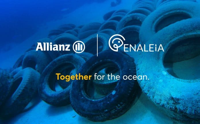Allianz_Enaleia Allianz, Enaleia, εικαστικό συνεργασίας, με βυθό και λογότυπα
