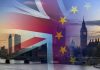 Brexit, flags and London sunset view, source: Shutterstock