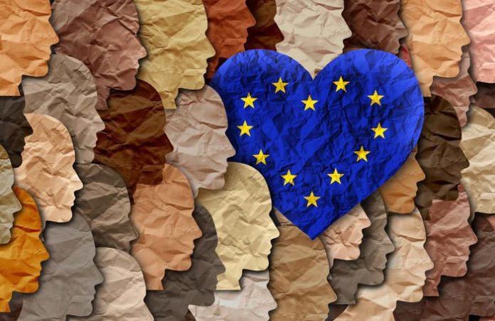 European citizens and EU heart paper collage, source: Shutterstock