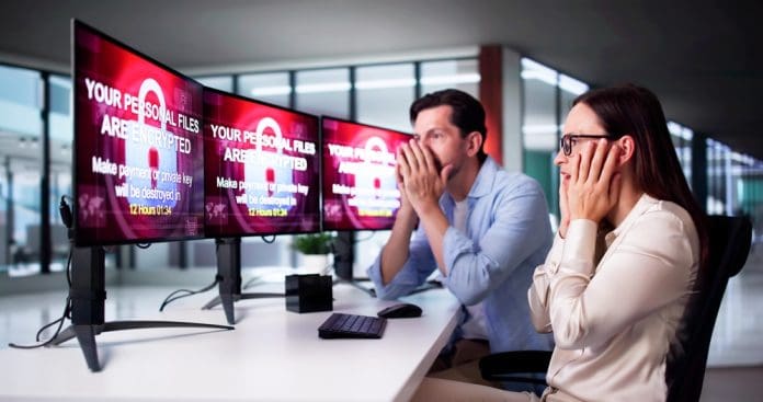 Ransomware,Cyber,Attack,Using,Malware.,Security,Breach Ζευγάρι εργαζομένων διαπιστώνει επίθεση ransomware, πηγή: Shutterstock