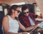 Couple traveling by car