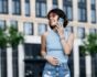 Woman talking on iPhone