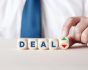 Deal and no deal concept with dice, source: Shutterstock
