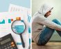 Young man and disappointing statistics collage, photos source: Shutterstock