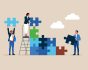 People building puzzle illustration, teambuidling and occupational insurance concept, source: Shutterstock